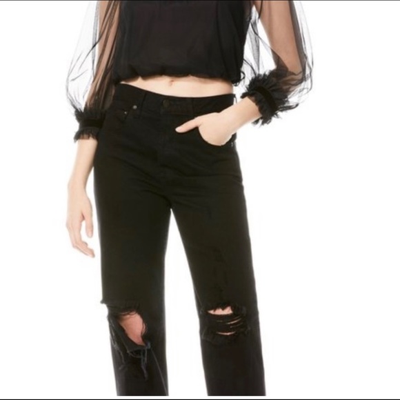 Alice and Olivia ALEXIA RUFFLE NECK CROP TOP - Picture 6 of 7